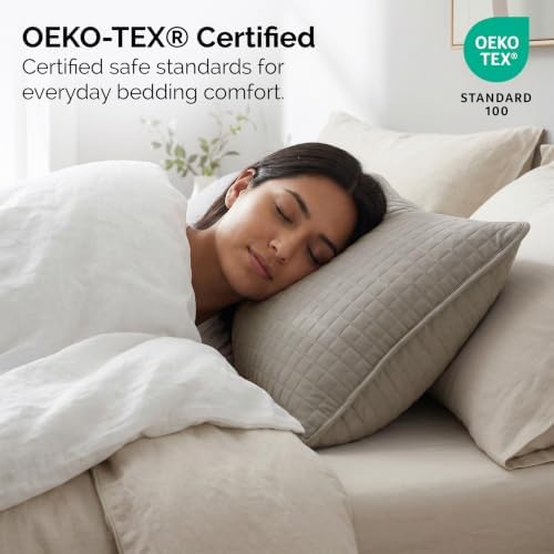 Set of 2 Quilted Standard Pillow Shams Covers 20x26 Microfiber Dark