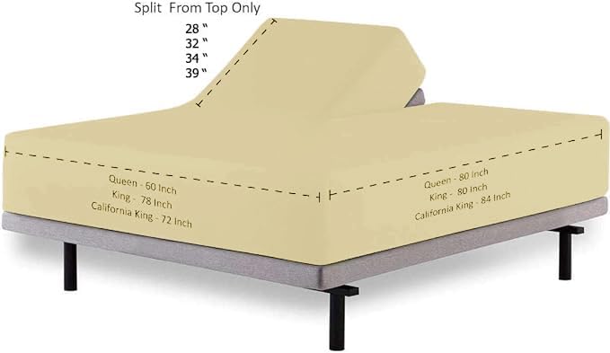 4Pcs Split Top King Size Sheets Sets for Adjustable Bed 100% Egyptian