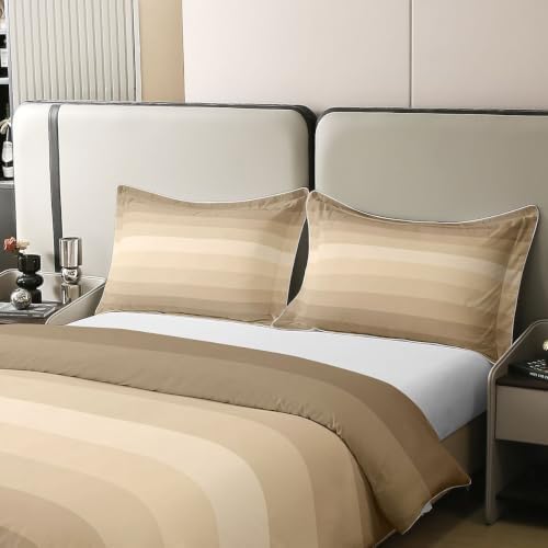 Feelyou Ombre Khaki Beige Duvet Cover 100% Cotton Queen Size