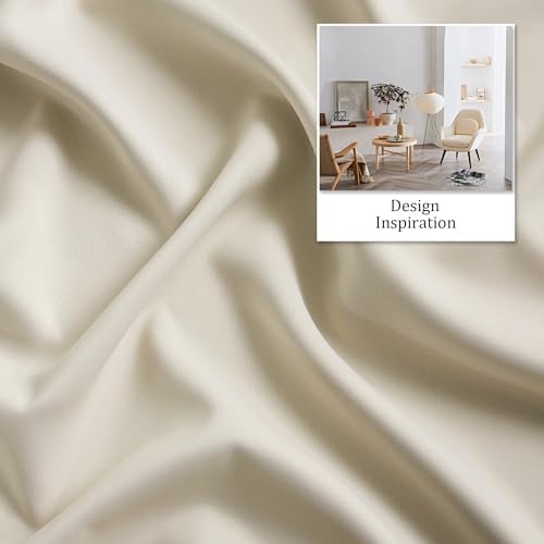 DUALIFE Cream Beige Room Darkening Curtains 42 x 63 Inch Length for