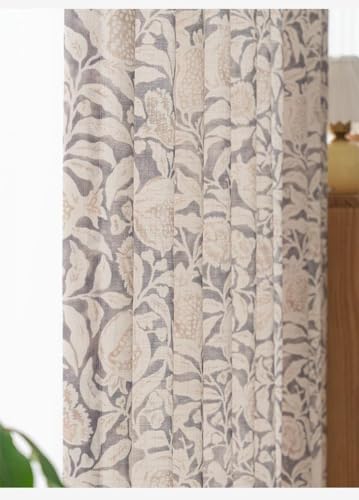 Beige Linen Back Tab Curtains 96 Inch Length for Living Room 1 Panel