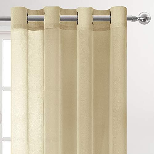 DWCN Sheer Curtains Faux Linen Voile Sheer Drapes for Living Room