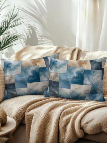 Outdoor Throw Pillow Set of 2, Abstract Fluid Art Waterproof Pillow