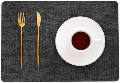 Beydodo Oblong Placemats Set of 6, Dining Table Placemats PU Leather