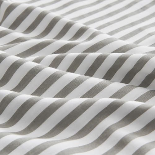 JELLYMONI Cotton Vertical Gray Striped Pillowcases Set of 2, Queen