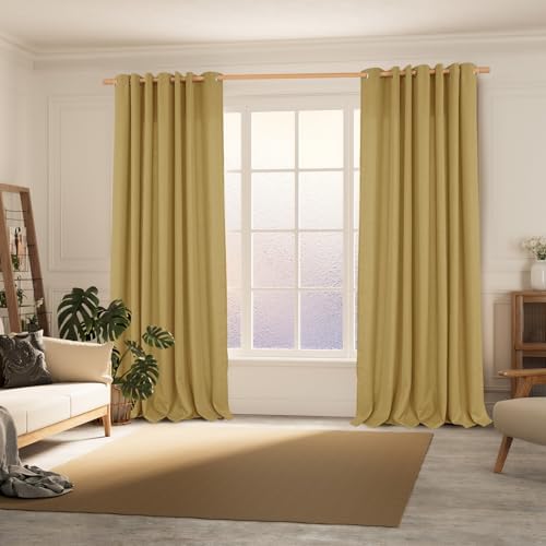 BGment Taupe Linen Curtains 84 Inches Long for Living Room, Set of 2