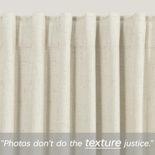 KOUFALL 108 Inch Cream Linen Blackout Curtains, 9ft Long Sun Blocking