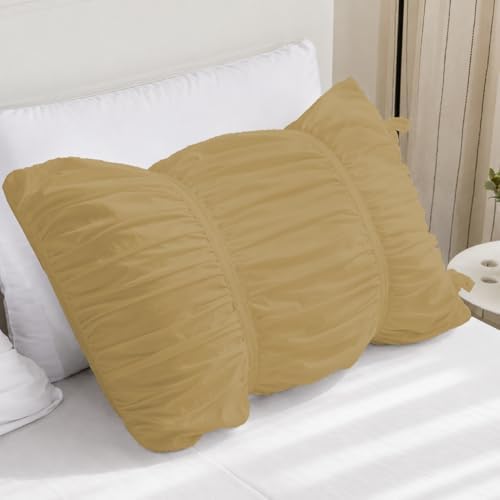 BedDecor 3 Piece Ruched Pattern Duvet Set with Zipper & Corner Ties