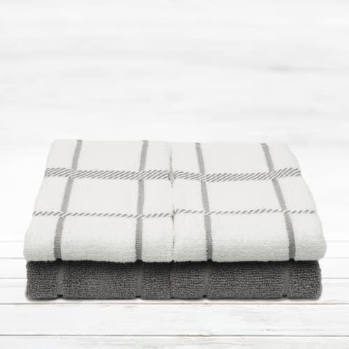 100% Cotton Terry Dish Towels, 4 Pack 16 x26 Inches, Super Soft and