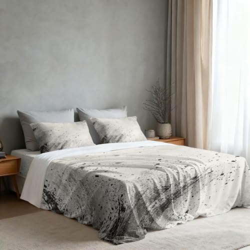 Abstract Art Monochromatic Twin XL Sheet Set, Artistic Splatter