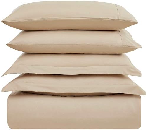 Beige Queen/Full Size Duvet Cover Set,100% Natural Cotton 600 Thread