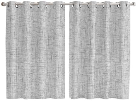 Grey Window Curtains 63 Inch Length 2 Panels Set, Rustic Farmhouse