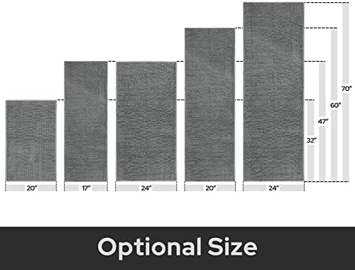 HOMEIDEAS Bathroom Rug Runner Grey 20x60 inch, Ultra Soft and