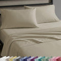 Soft Natural 100% Cotton Sateen Full Size Sheet Sets - Beige