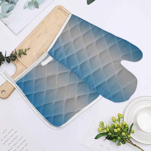 Quilted Cotton Terry Cloth Oven Mitt, Pot Holder Blue Grey Gradient
