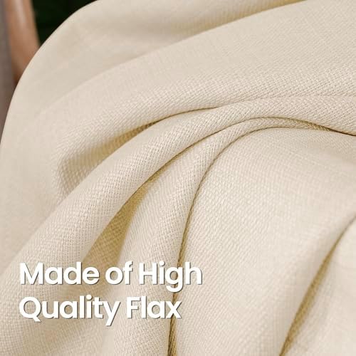 BGment Light Beige Linen Curtains 84 Inches 2 Panels for Living Room