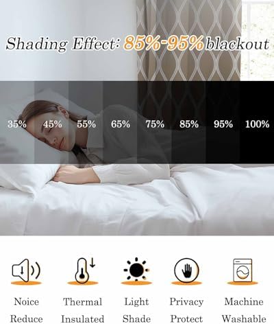 Blackout Curtains Room Darkening Drapes, Brown Modern Simple Geometric