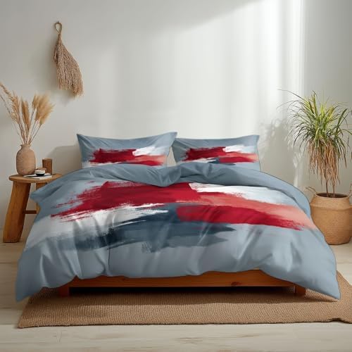 Duvet Cover Queen Size Modern Abstract Brush Stroke Artistic Design
