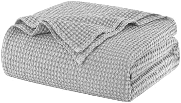 Talasily 100% Cotton Waffle Blanket Queen Size,Stone Washed Bed