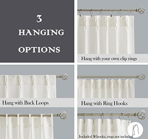 Ombre Pinch Pleated Semi Sheer Curtain, 40"Wx108"Lx2, Cream White to