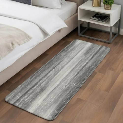 Long Bathroom Runner Rug, Grey Ombre Absorbent Non Slip Washable Rug