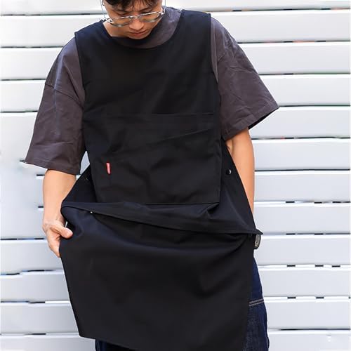 Bib Apron, Adjustable, with Pockets,Detachable Hem Suitable for