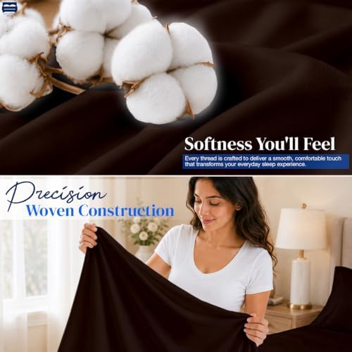 Cottingon King Sheet Set - 400TC 100% Cotton, Chocolate, 16" Deep