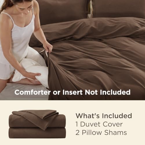Bedsure Cal King Duvet Cover, Double Brushed Bedding Set, Dark Brown