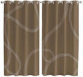 Taupe Line Art Window Curtains 84 Inch Length 2 Panels Set, Modern