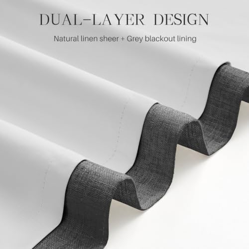 Pinch Pleated Linen Curtains 100% Blackout 84 Inches Long for Bedroom