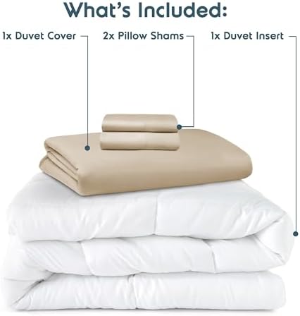 Nestl Queen Duvet Cover Set with Comforter Insert - Beige Cream