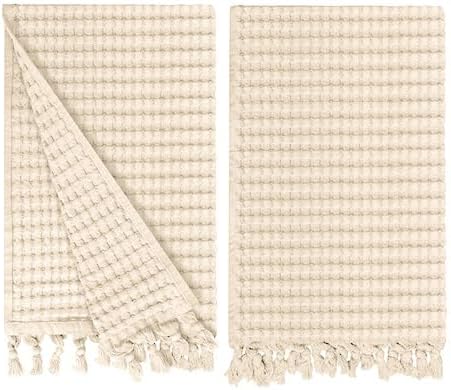 GILDEN TREE Decorative Waffle Hand Towels for Bathroom, 2 Pack (Cream)