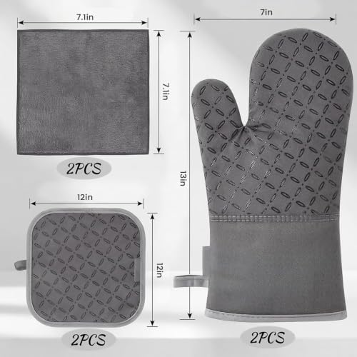 LSLCQWOven Mitts and Pot Holders 6pcs Set, Kitchen Oven Glove High