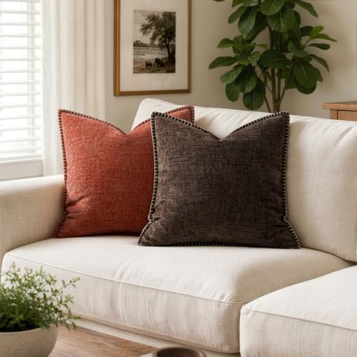 MIULEE Decorative Couch Throw Pillow Covers 20x20 Inch Dark Brown
