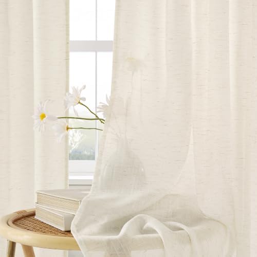 NICETOWN Sheer Linen Curtains 63 Inch Length for Bedroom Living Room 2