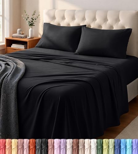 Utopia Bedding Jersey Knit Sheets 4 Piece, Cotton T-Shirt Feel, King