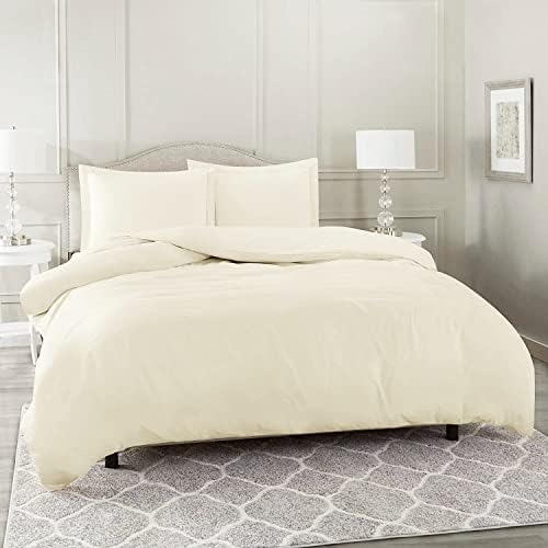 Ivory Duvet Cover Set Twin Soft Double Brushed 3 Piece Egyptian Cotton