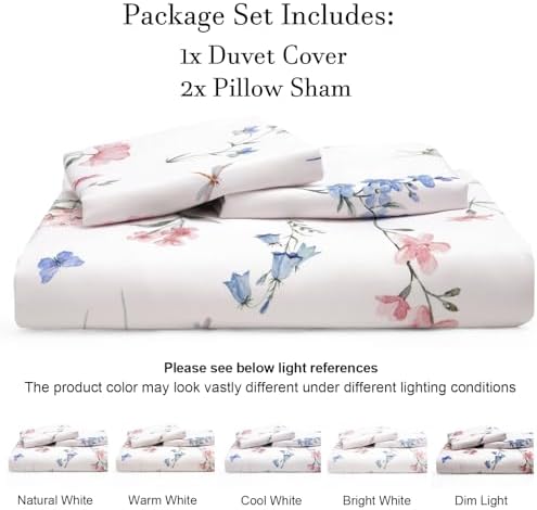 PHF Ultra Soft Floral Duvet Cover King Size, Printed Garden Bedding