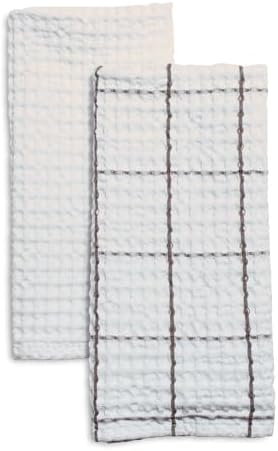 Sur La Table Washed Waffle Kitchen Towels, Set of 2, Charcoal