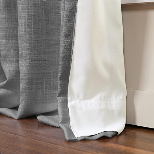 TWOPAGES Gray Linen Textured Pinch Pleat Curtain, 72Wx102L, 1 Panel