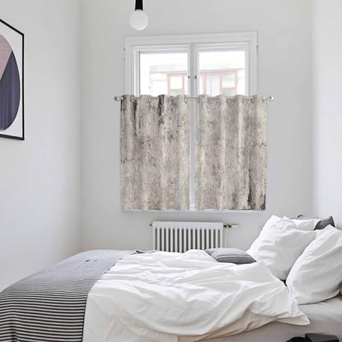 Vintage Grey Mottled Curtains 63 Inches Long for Living Room 2 Panels