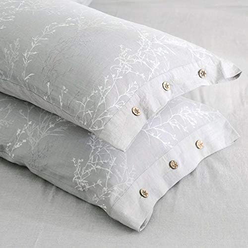 Duvet Cover Set Full/Queen Size Washed Cotton Yarn, Jacquard Gray and
