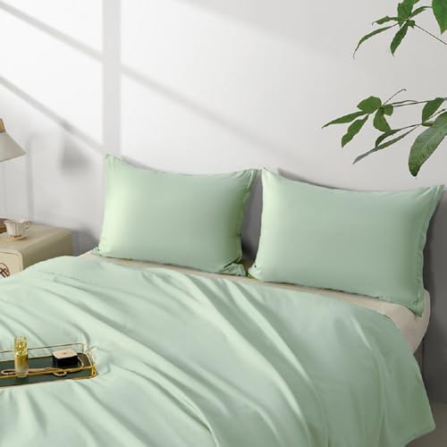 King Size Zipper Pillow Cases Set of 2,Light Sage Green,20x36 Inches