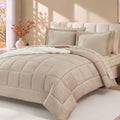 Plush Queen Comforter Set Light Taupe Flannel Velvet Bedding Sets