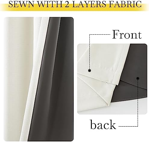 NICETOWN Natural Faux Linen 100% Blackout Curtain Single Panel