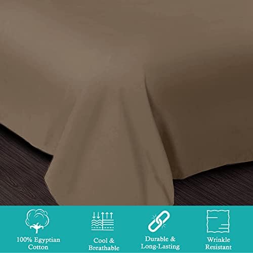 Oversized Queen Taupe Flat Sheet 600 Thread Count 100% Egyptian Cotton