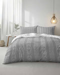 Duvet Cover Set Full, Abstract Classic Striped 3 Piece Bedding Set