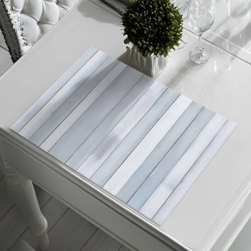 Grey White Wood Grain Placemats Set of 6 Washable Table Mats for
