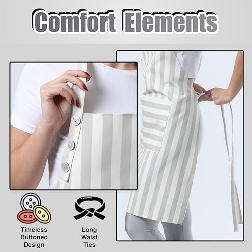 TOSHEX Kitchen Apron Cotton Waterdrop Resistant Adjustable Button