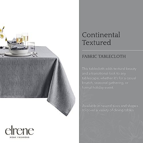 Continental Solid Texture Water Resistant Tablecloth, Gray - 60" W x
